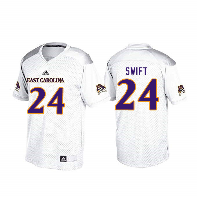 Men #24 Michael Swift ECU Pirates College Football Jerseys Sale-White